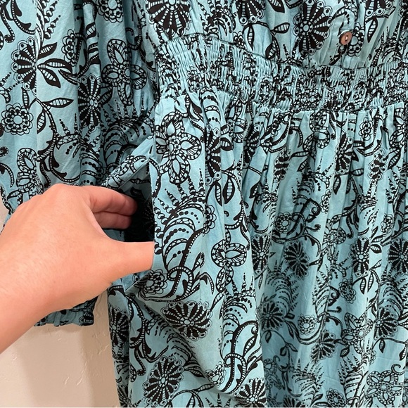 NWT Banjanan Bristol Pearl Midi Dress Women's XL Turquoise Pockets Long Sleeve - Picture 13 of 16